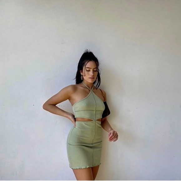 Sexy green Mini Dress boutique Junior large nwot club vacation never worn new - Picture 2 of 9